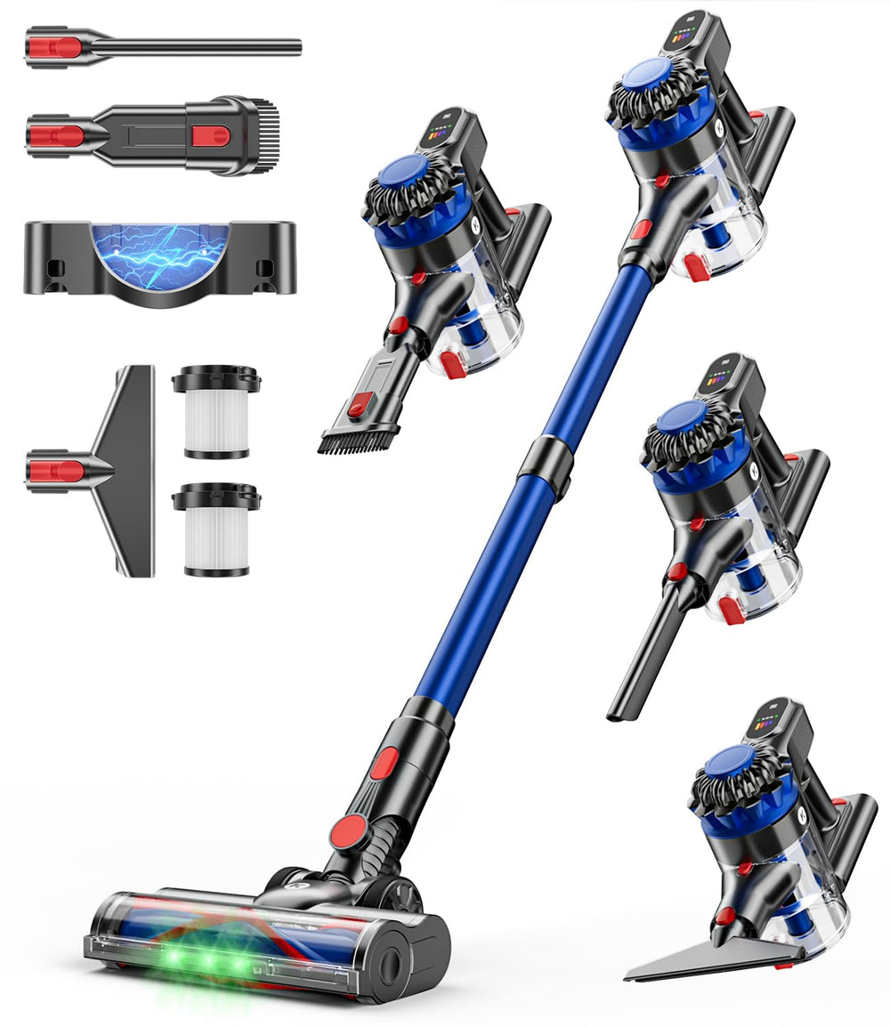 KARDV front view of stick vacuum showing compact design and powerful cleaning