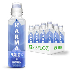 Karma botella frontal Blueberry Lemonade mostrando la marca y sabor refrescante