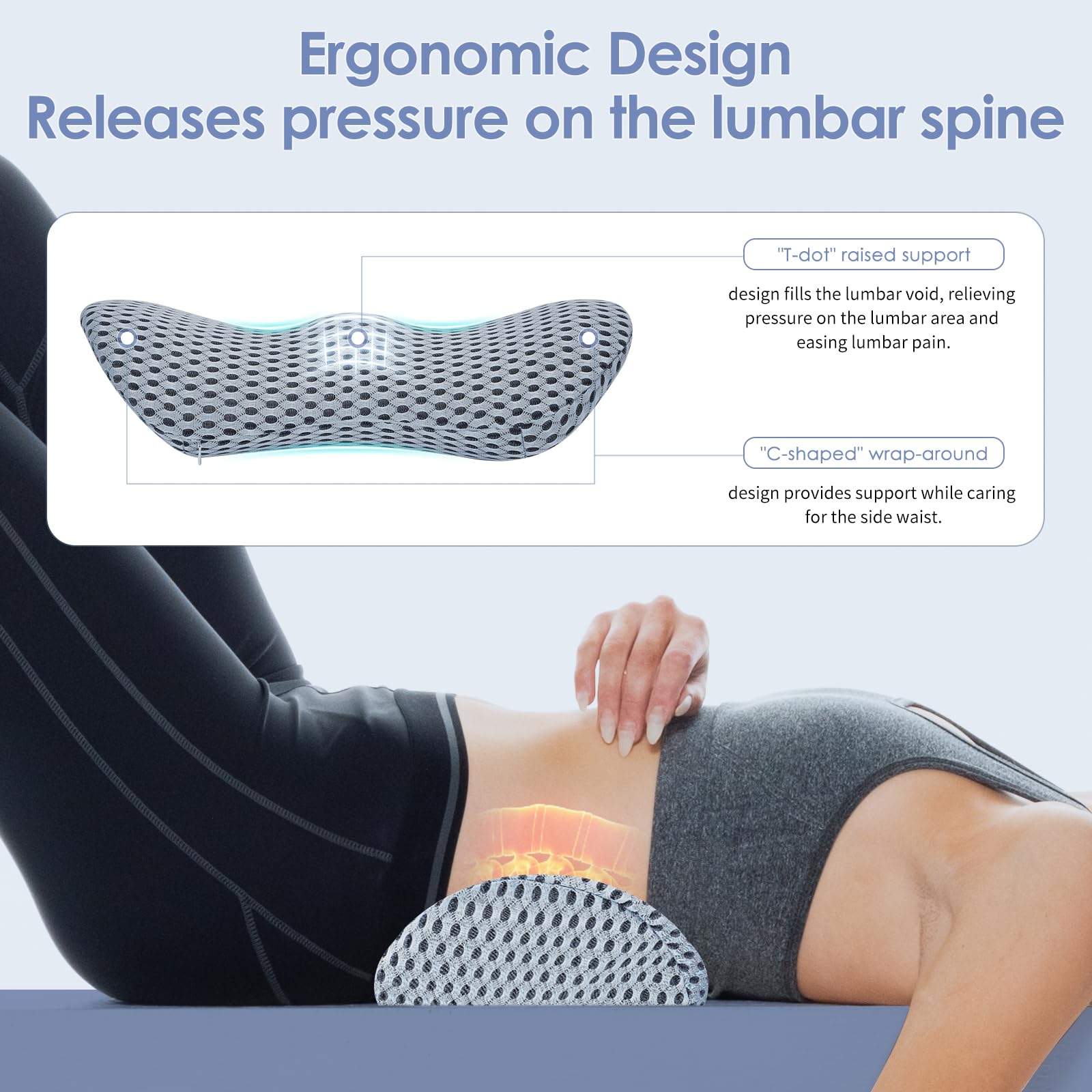 kasney corte lateral de la espuma viscoelástica que adapta la curva lumbar