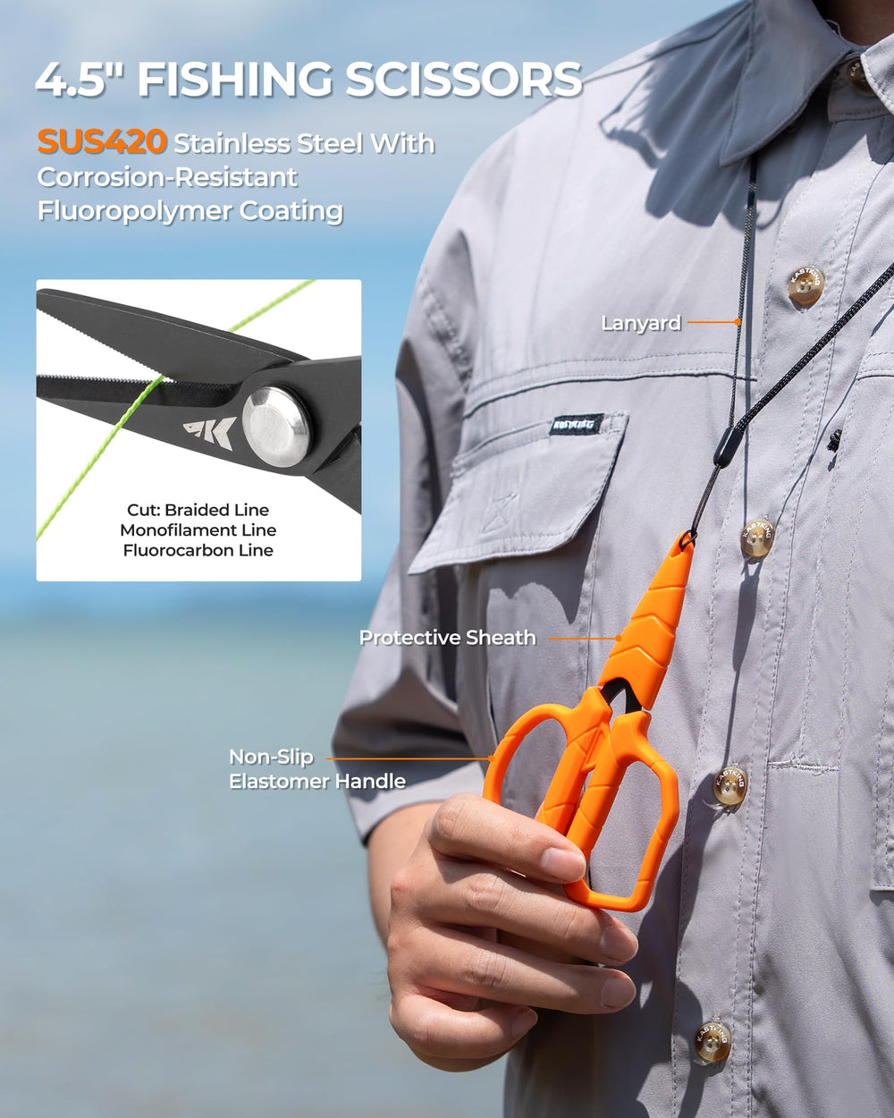 KastKing 8.5-inch lip grip held by angler illustrating secure, safe fish handling