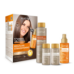 KATIVA kit alisado frente del empaque muestra contenido y facilidad de uso