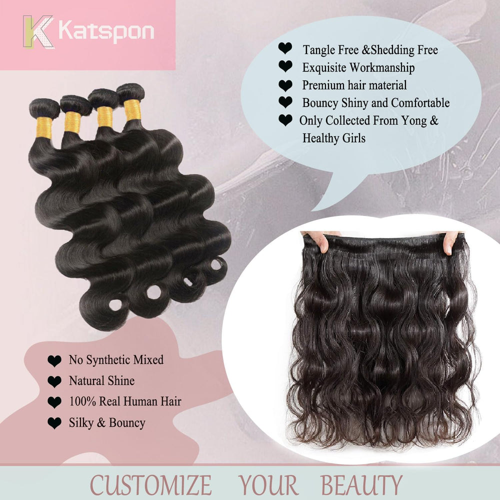 Katspon primer plano de la textura body wave brillante y sedosa
