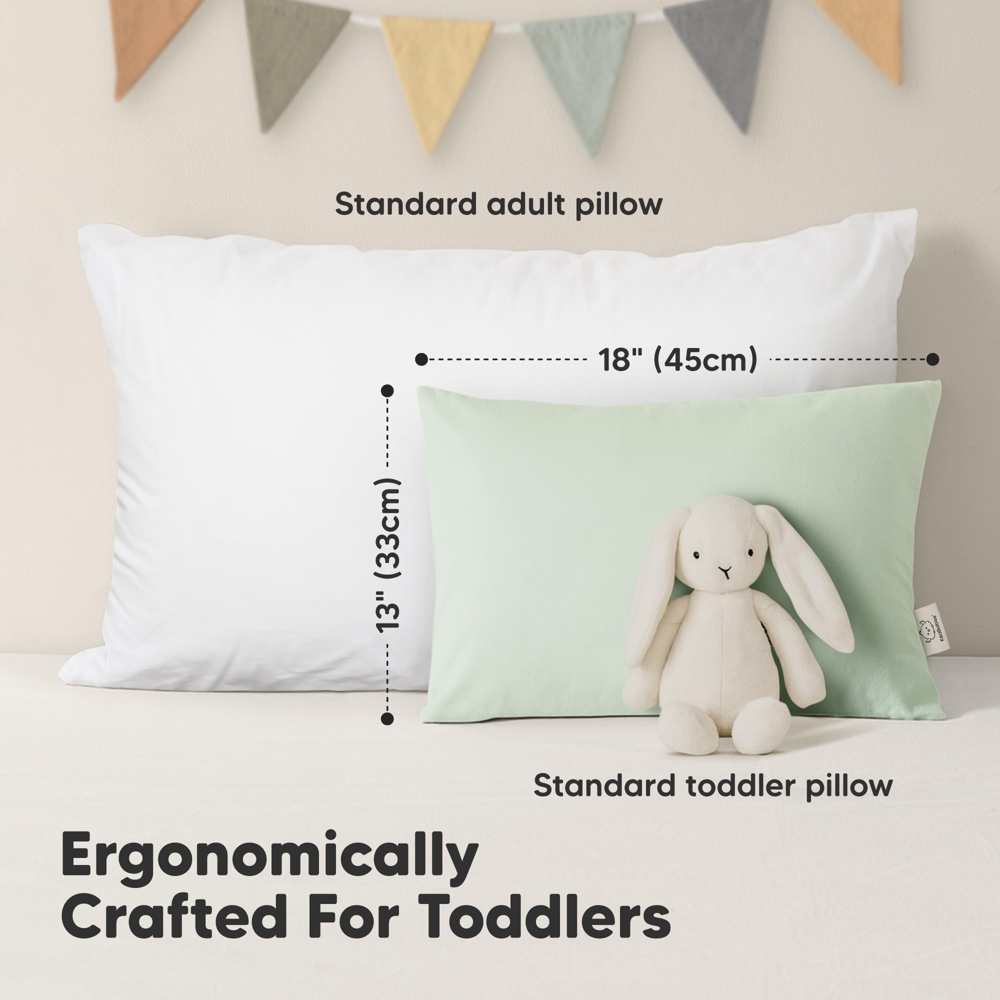 KeaBabies almohada en uso con niño durmiendo ofreciendo soporte cómodo