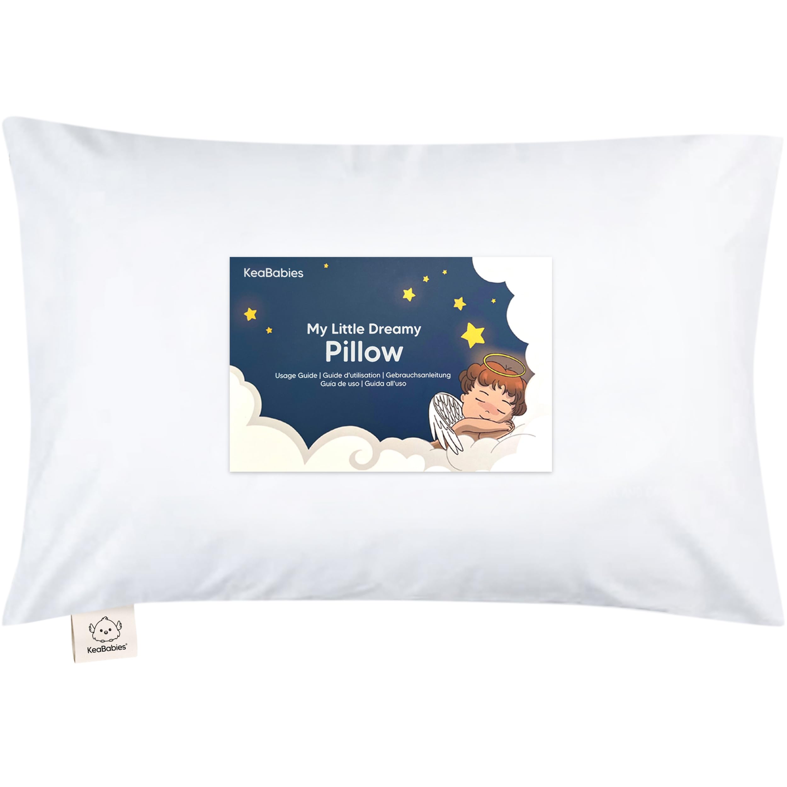 KeaBabies almohada frontal mostrando tamaño y forma, comodidad inmediata