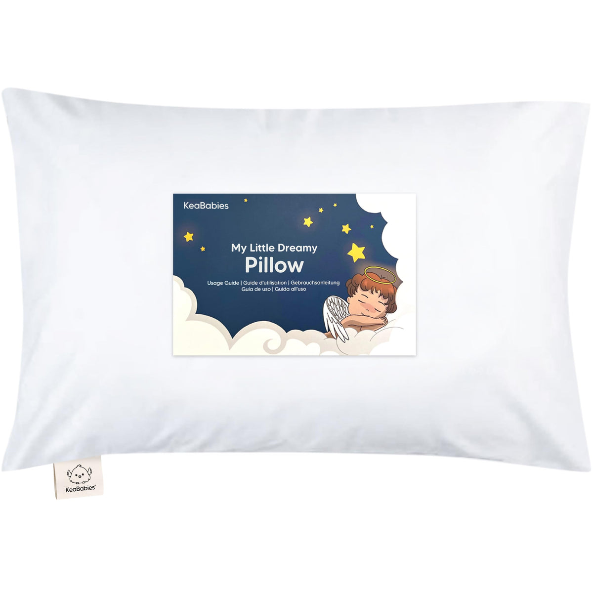 KeaBabies almohada frontal mostrando tamaño y forma, comodidad inmediata