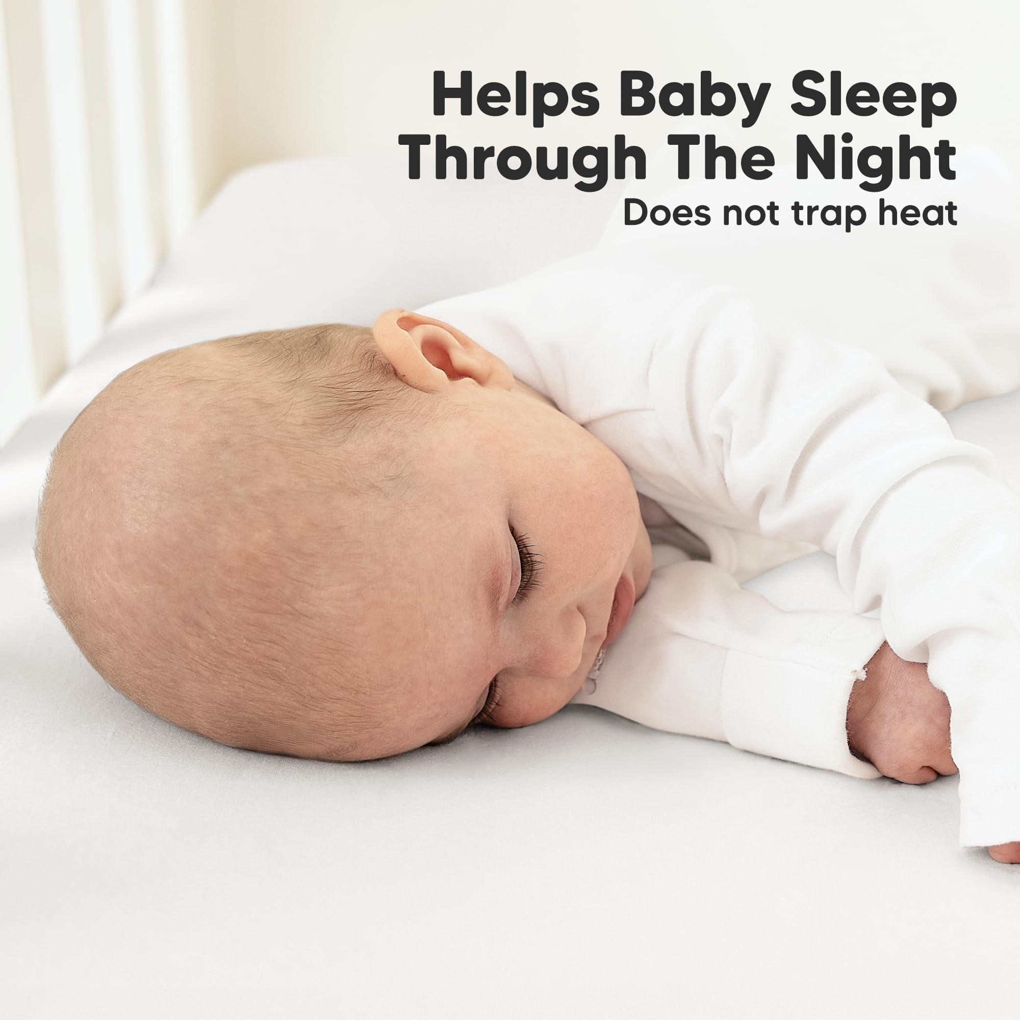 KeaBabies crib mattress fit demo showing sheet on standard 52x28 mattress