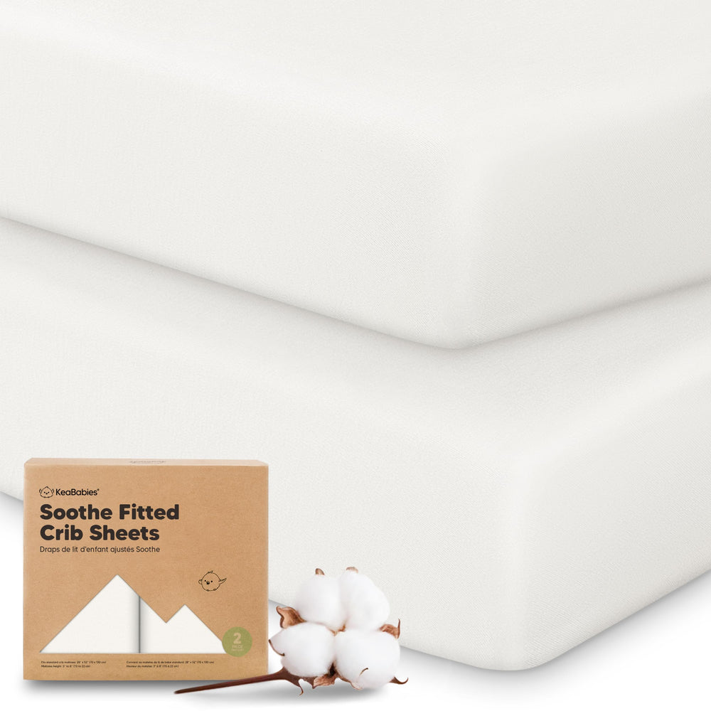 KeaBabies front flat crib sheet soft white showing clean surface and comfort