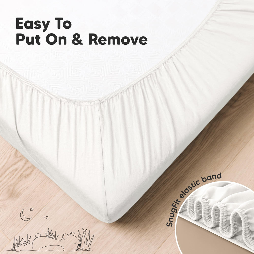 KeaBabies nursery lifestyle setup neutral white sheet creating calm nursery