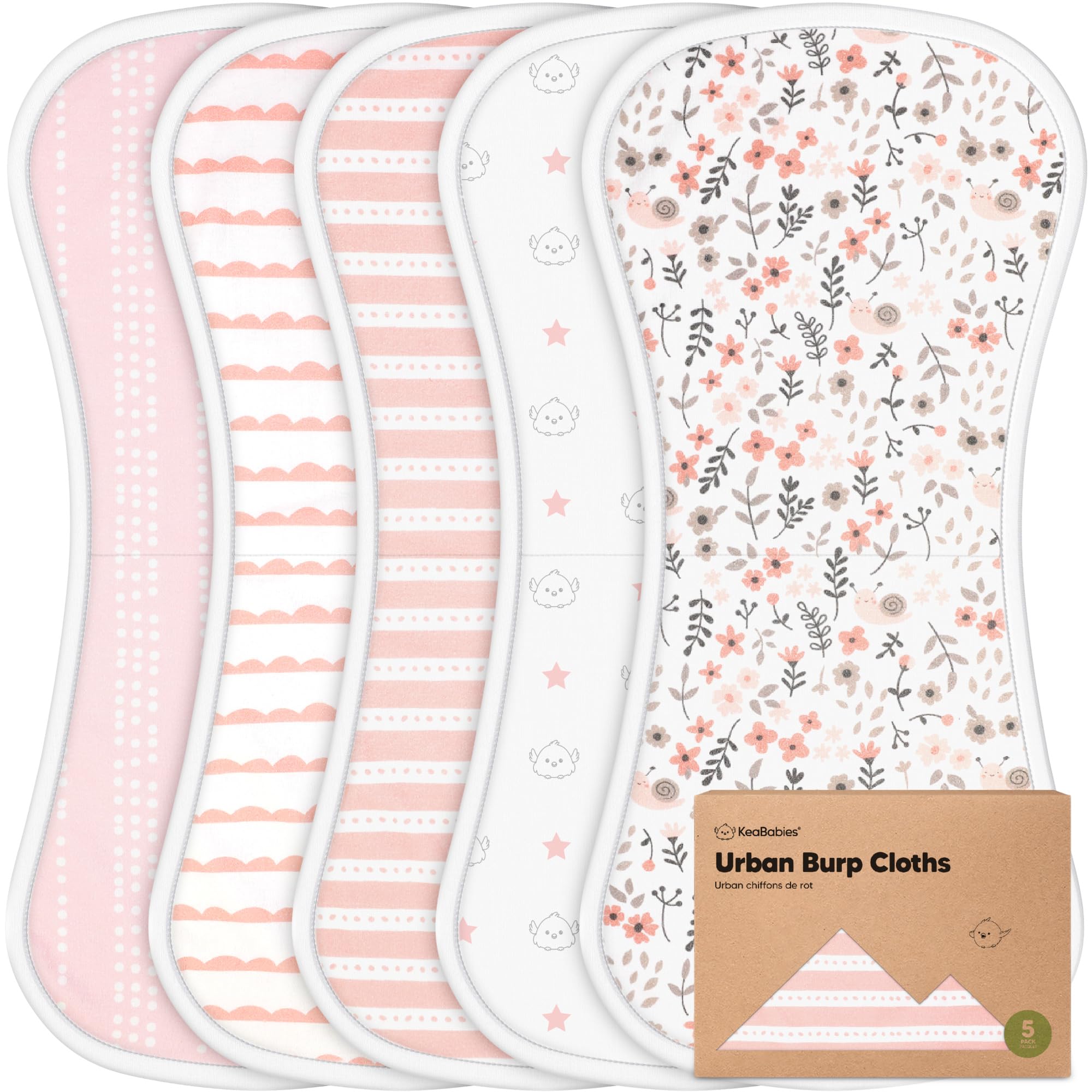 KeaBabies paquete frontal Sweet Charm mostrando 5 paños absorbentes
