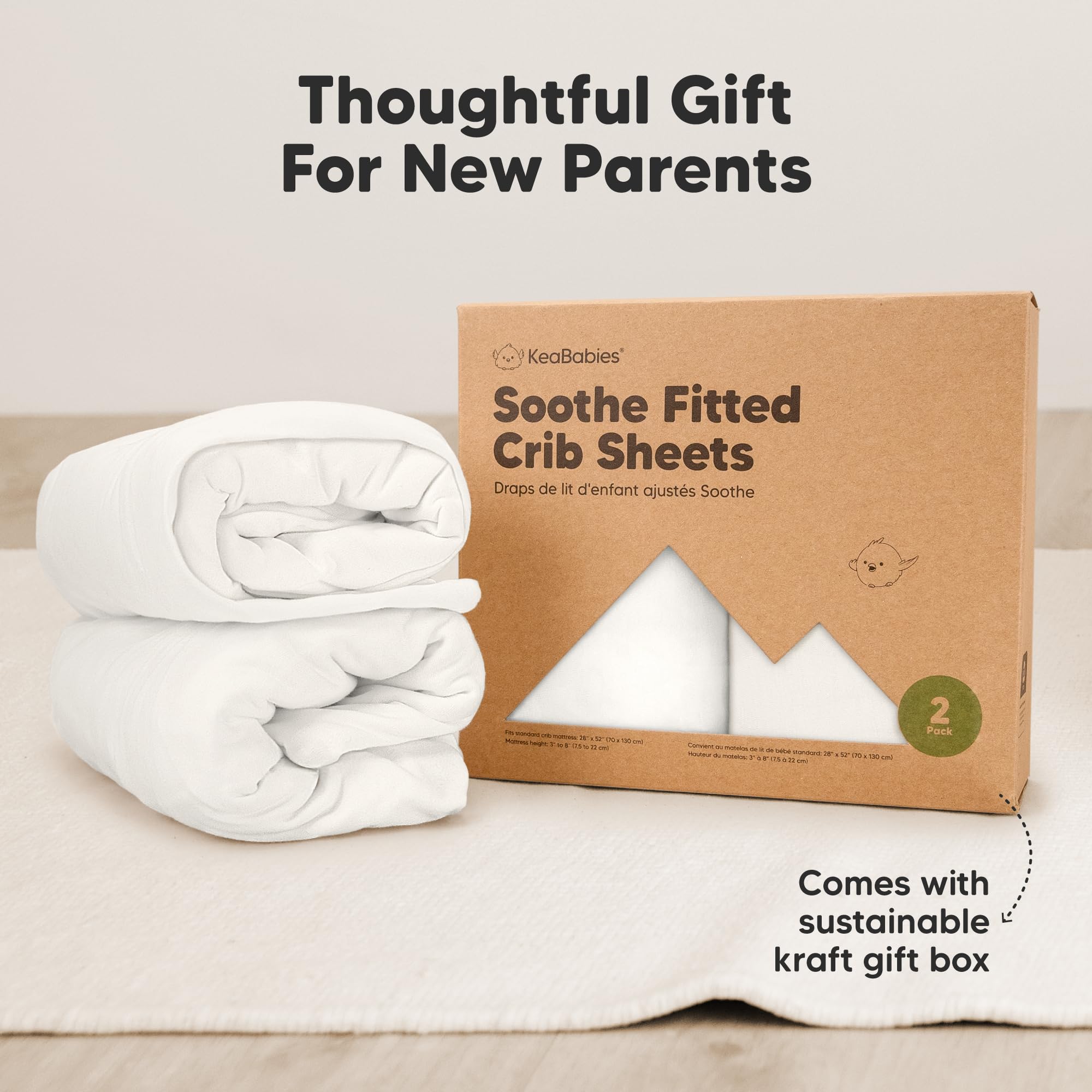 KeaBabies size scale with hand showing mattress depth compatibility