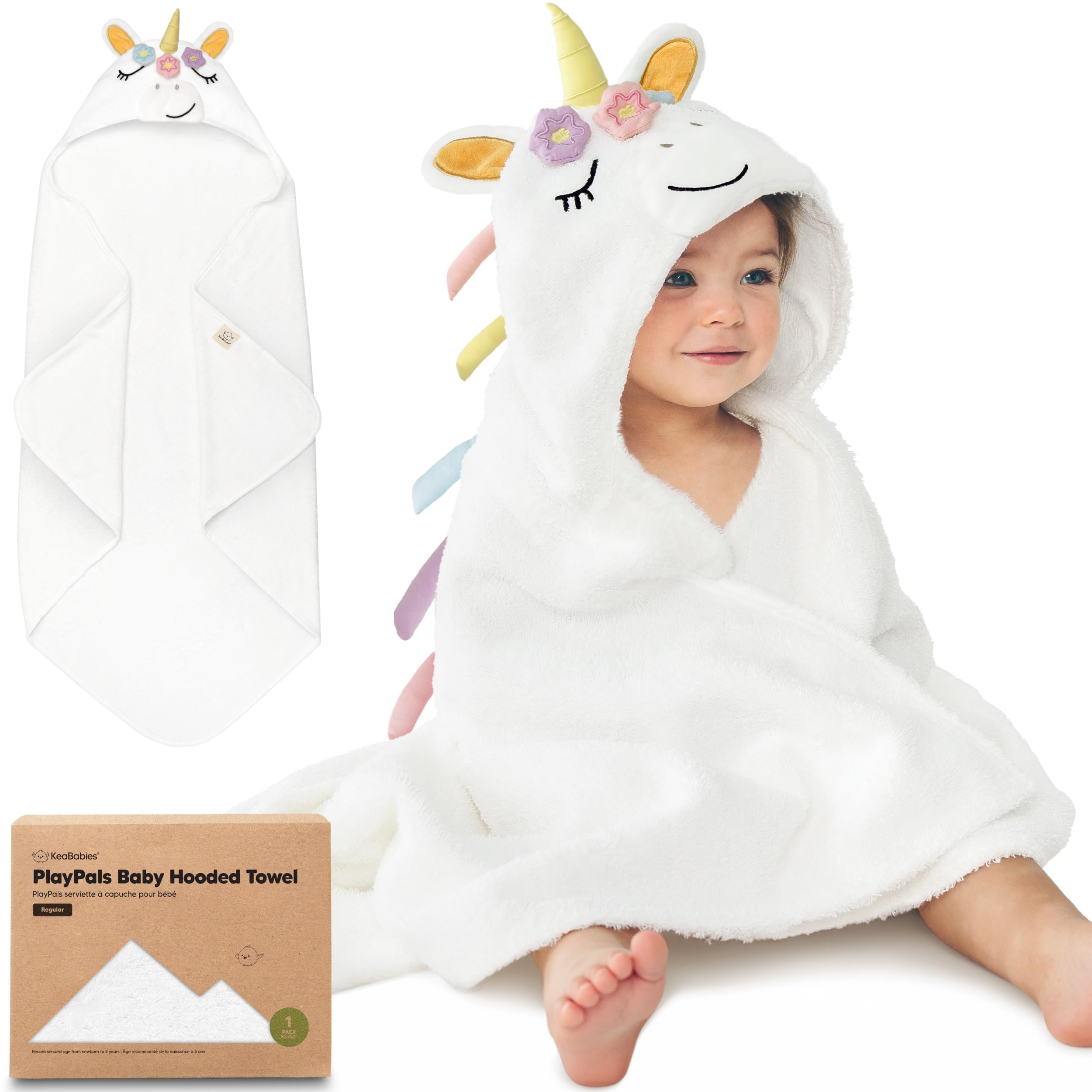 KeaBabies toalla Uria frontal mostrando diseño y tamaño práctico