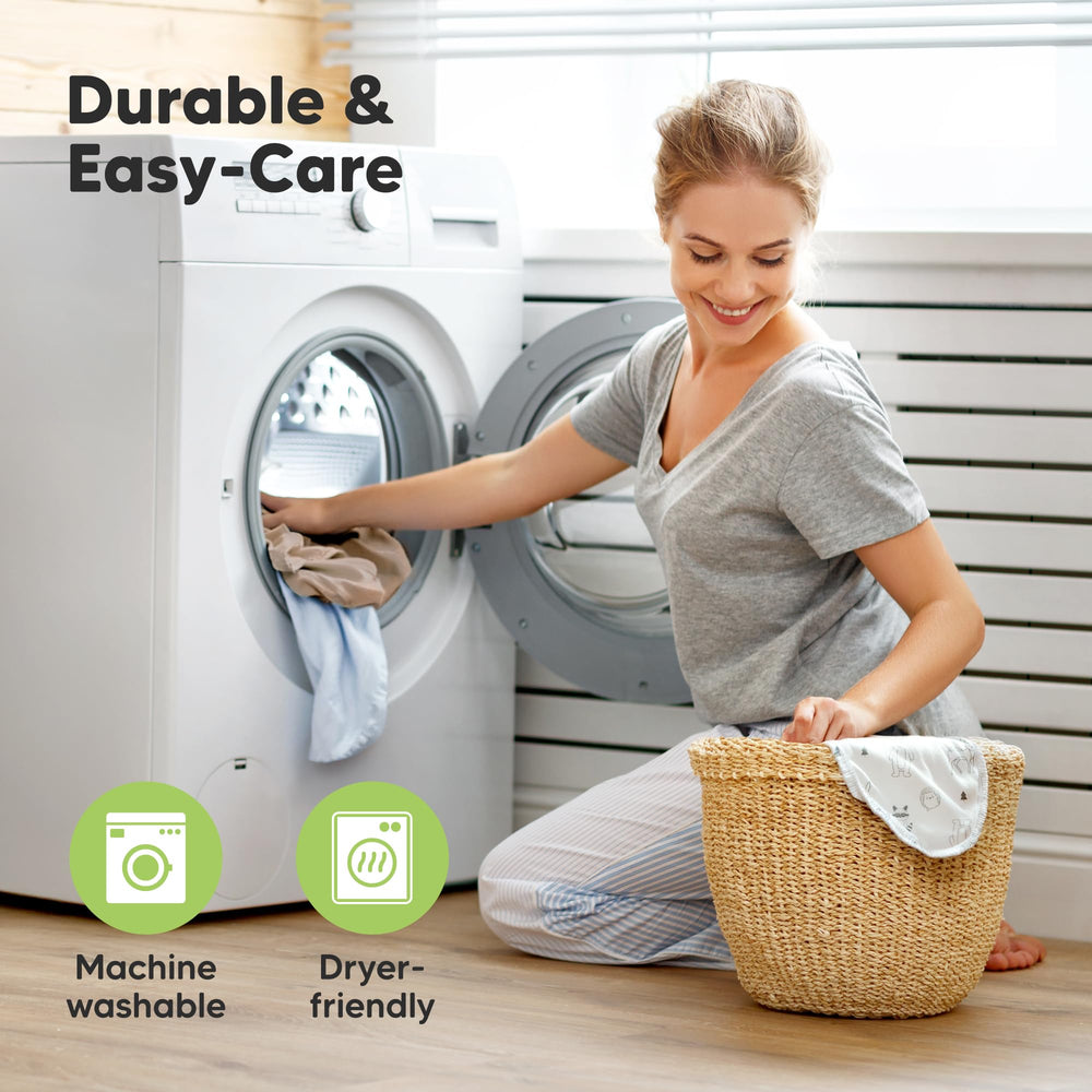 KeaBabies washcare machine safe sheet in washer showing easy laundering