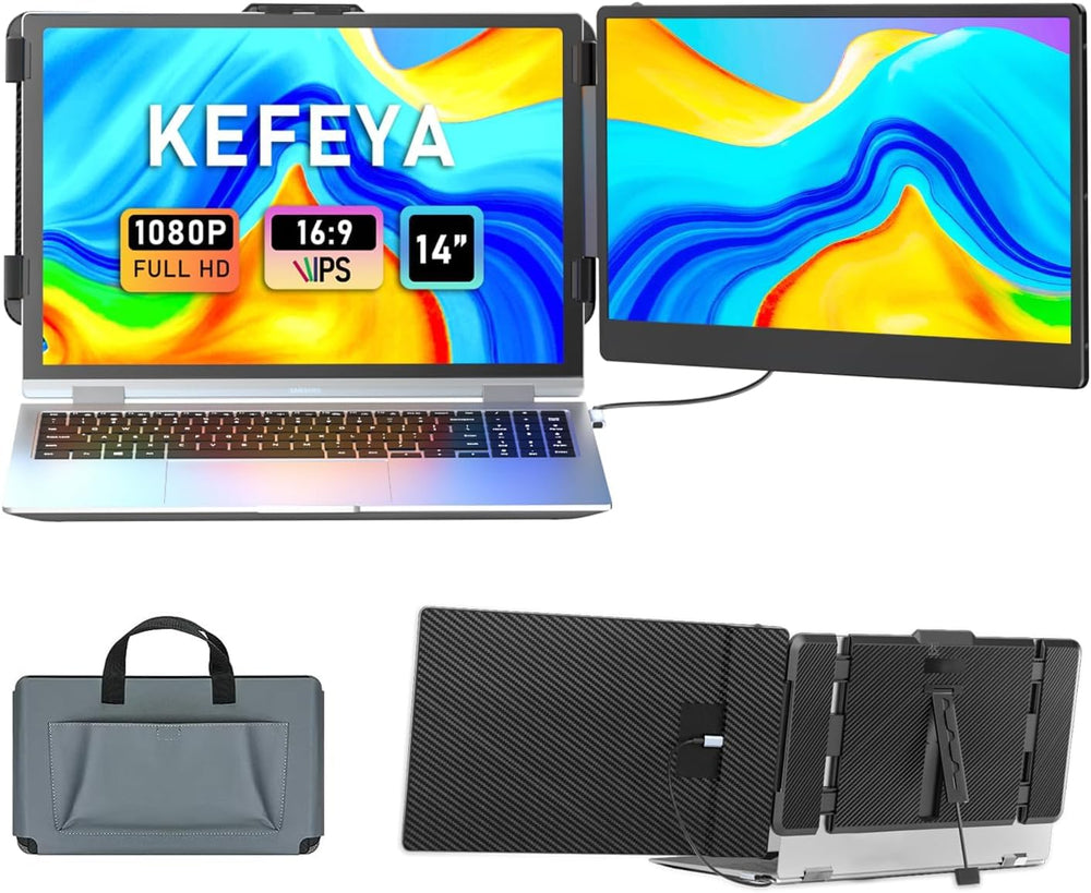 KEFEYA vista frontal del monitor portátil 14" con imagen nítida y colores vivos