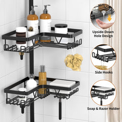 KEGII organizador instalado en ducha con botellas y accesorios accesibles