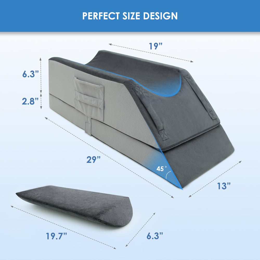 Kehangte almohada elevando pierna en cama para comodidad y posición estable