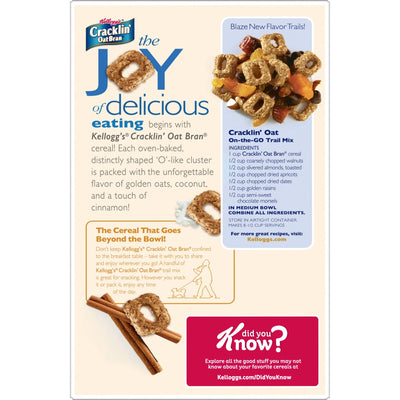 Kellogg's Cracklin' Oat Bran etiqueta nutricional clara para alérgenos