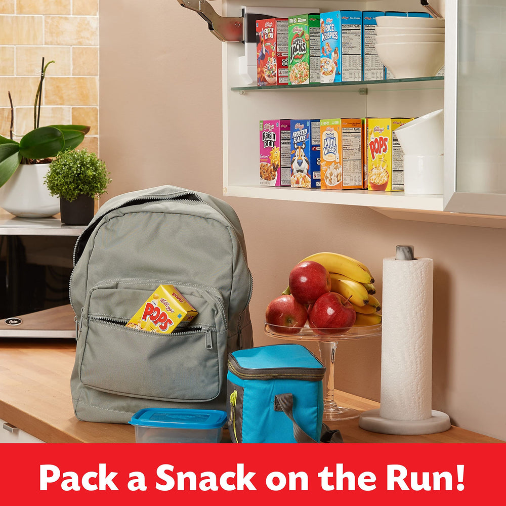Kellogg's boxed cereal inside lunchbox showing portability and school-ready snack convenience