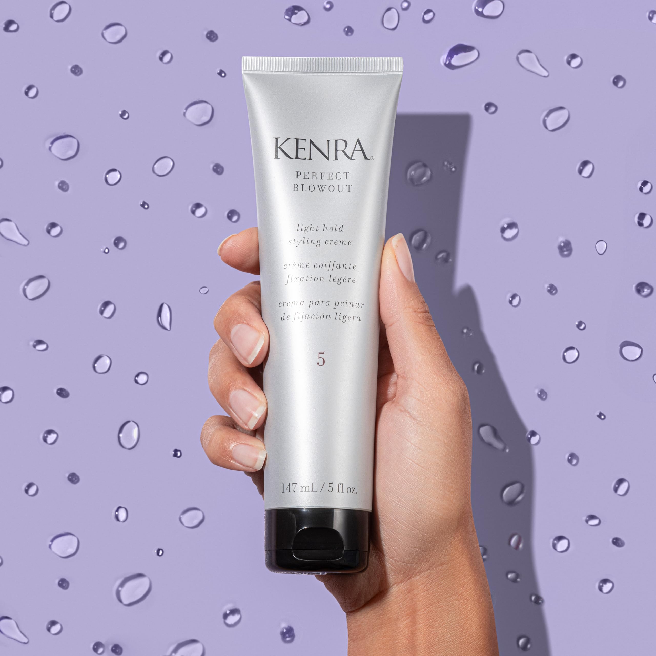 Kenra Perfect Blowout 5 etiqueta con detalles y precauciones, ayuda a conocer ingredientes clave