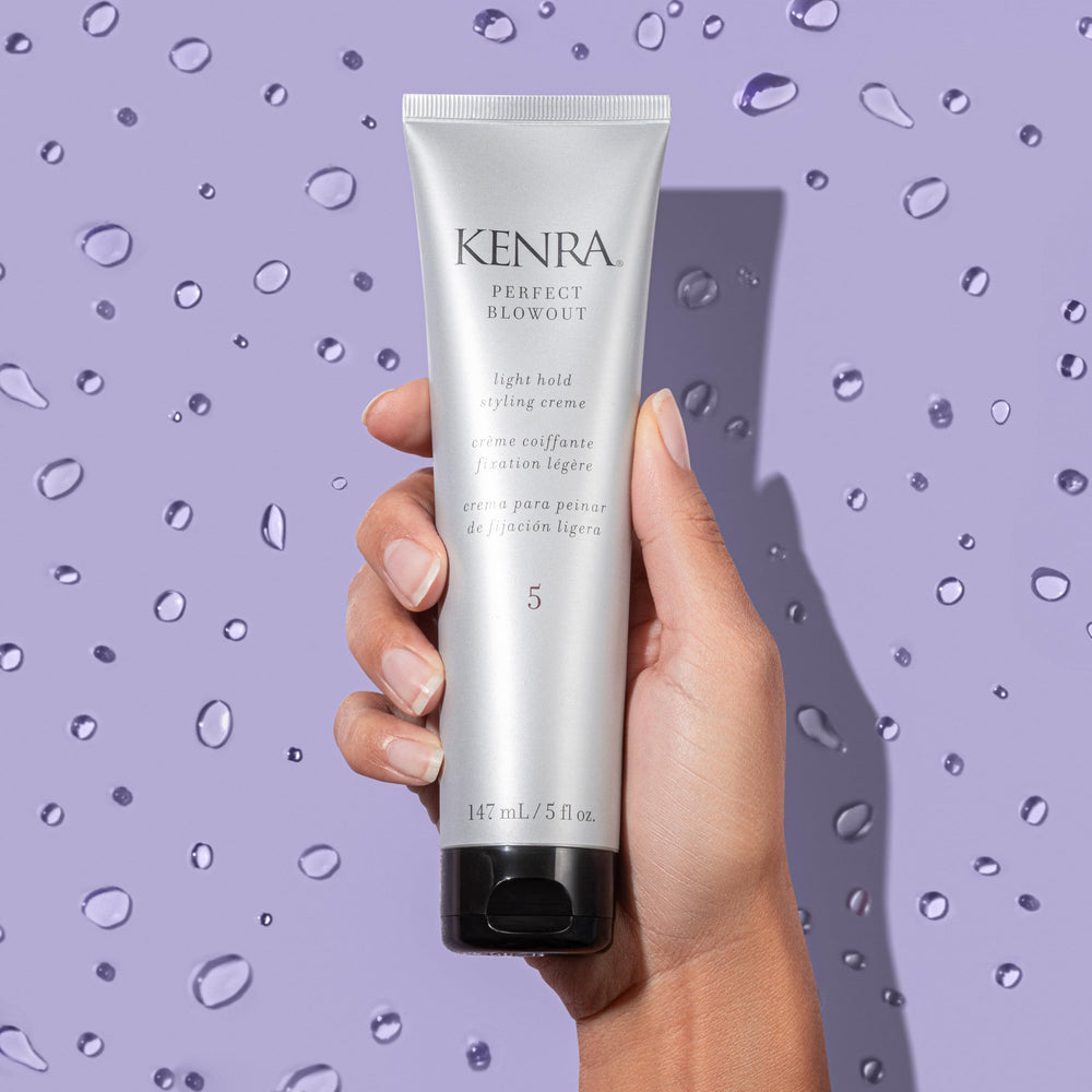 Kenra Perfect Blowout 5 etiqueta con detalles y precauciones, ayuda a conocer ingredientes clave