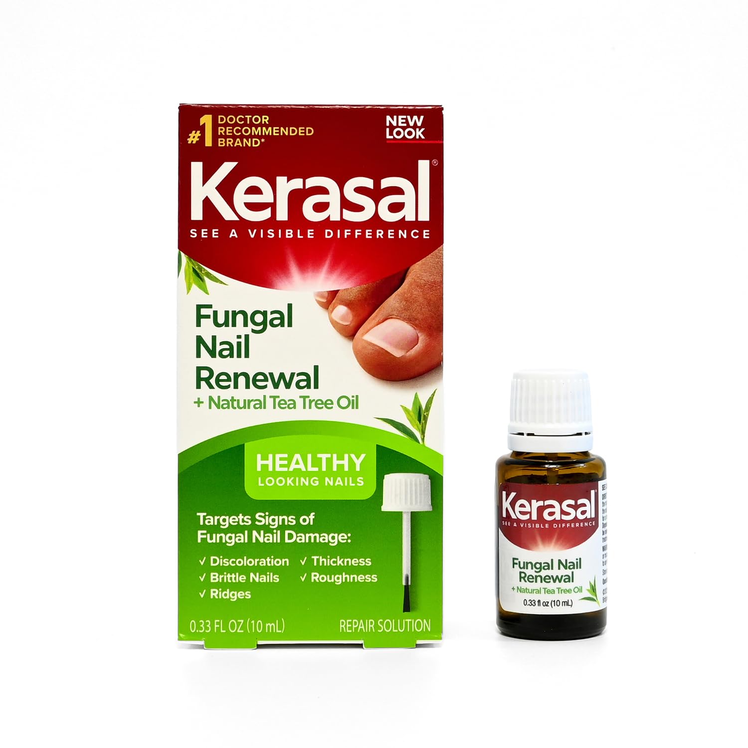Kerasal envase frontal mostrando tamaño y uso práctico