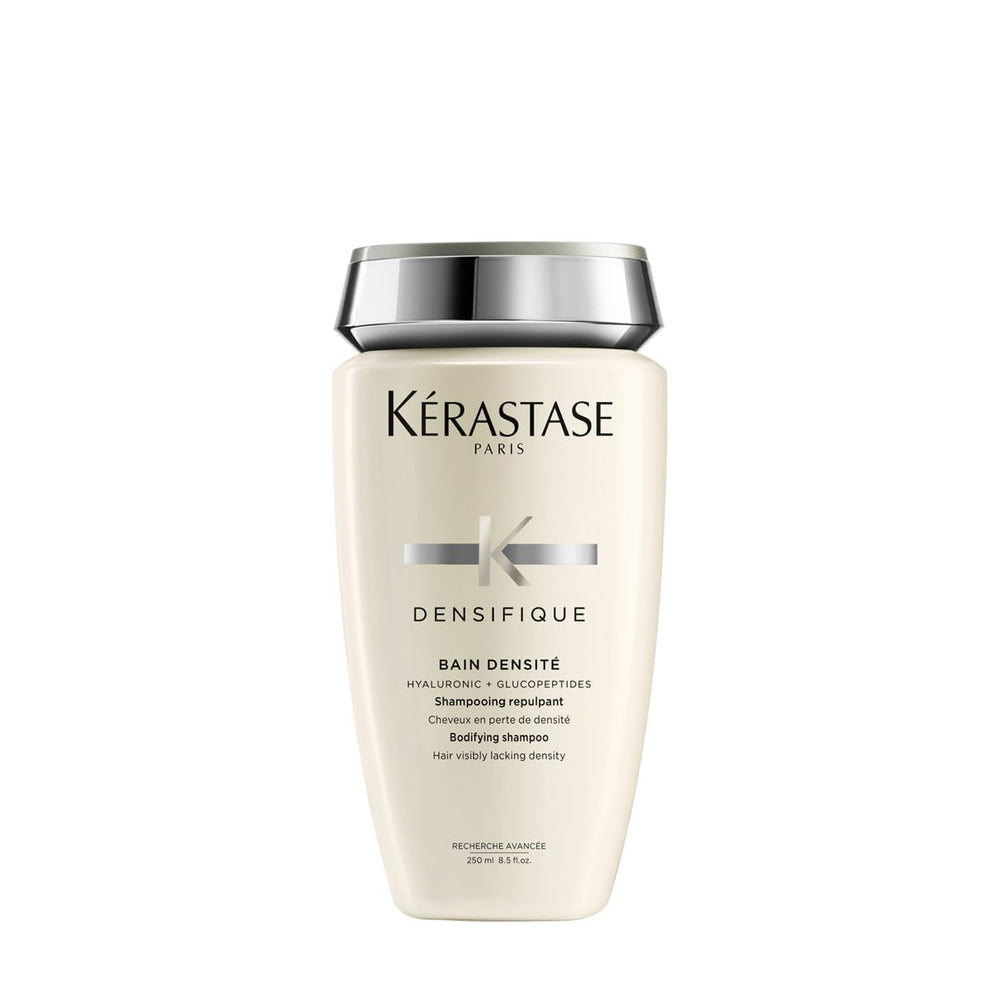 KÉRASTASE botella frontal del champú densifique, aspecto premium y beneficio voluminizador