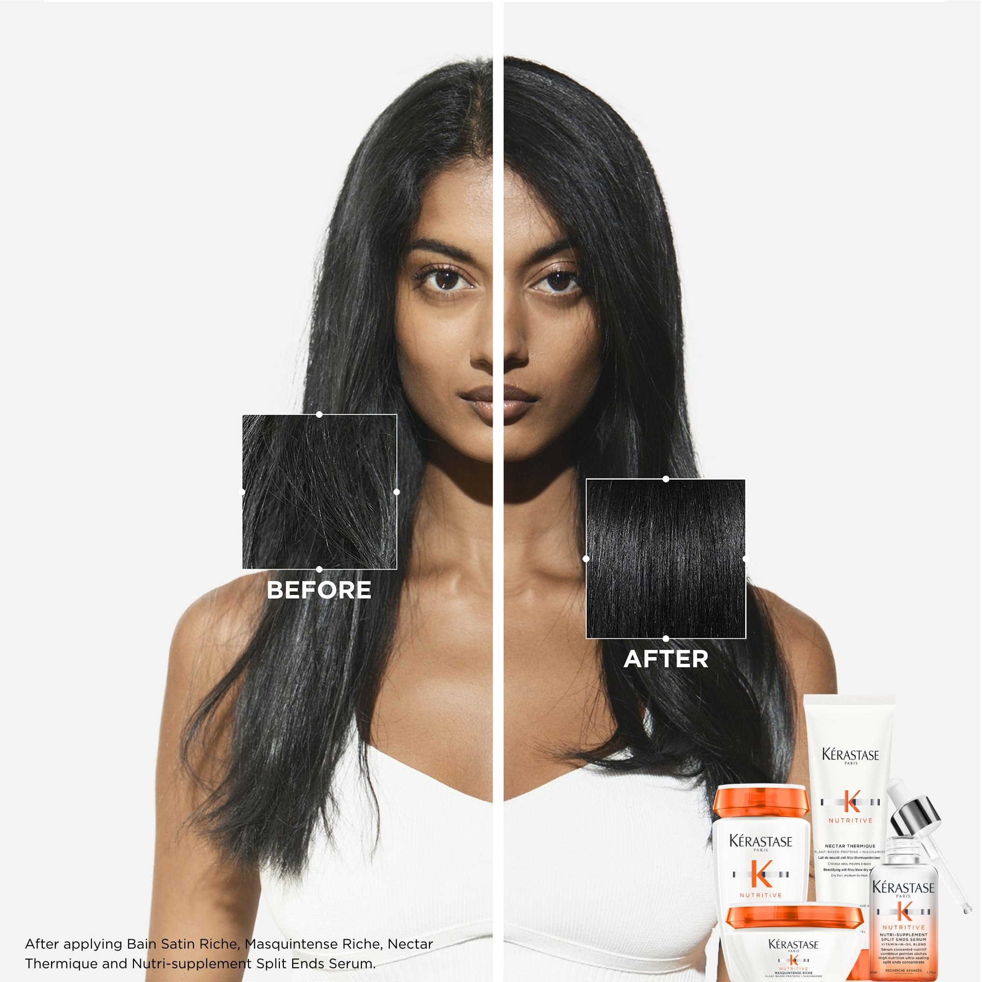 KÉRASTASE textura cremosa en la mano para nutrición y fácil aplicación