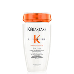 KÉRASTASE Nutritive Bain Satin frontal botella elegante y beneficios hidratantes