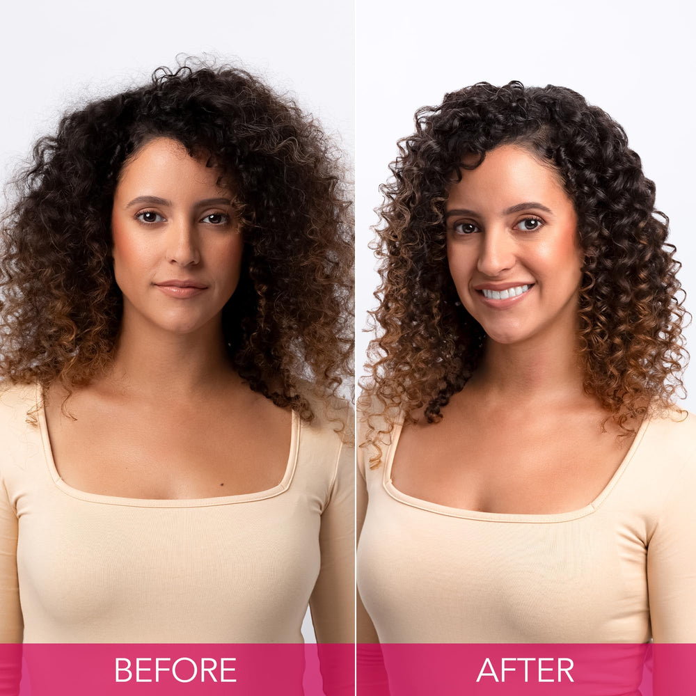 Keratin Complex comparación de tamaño 13.5 fl oz para escala