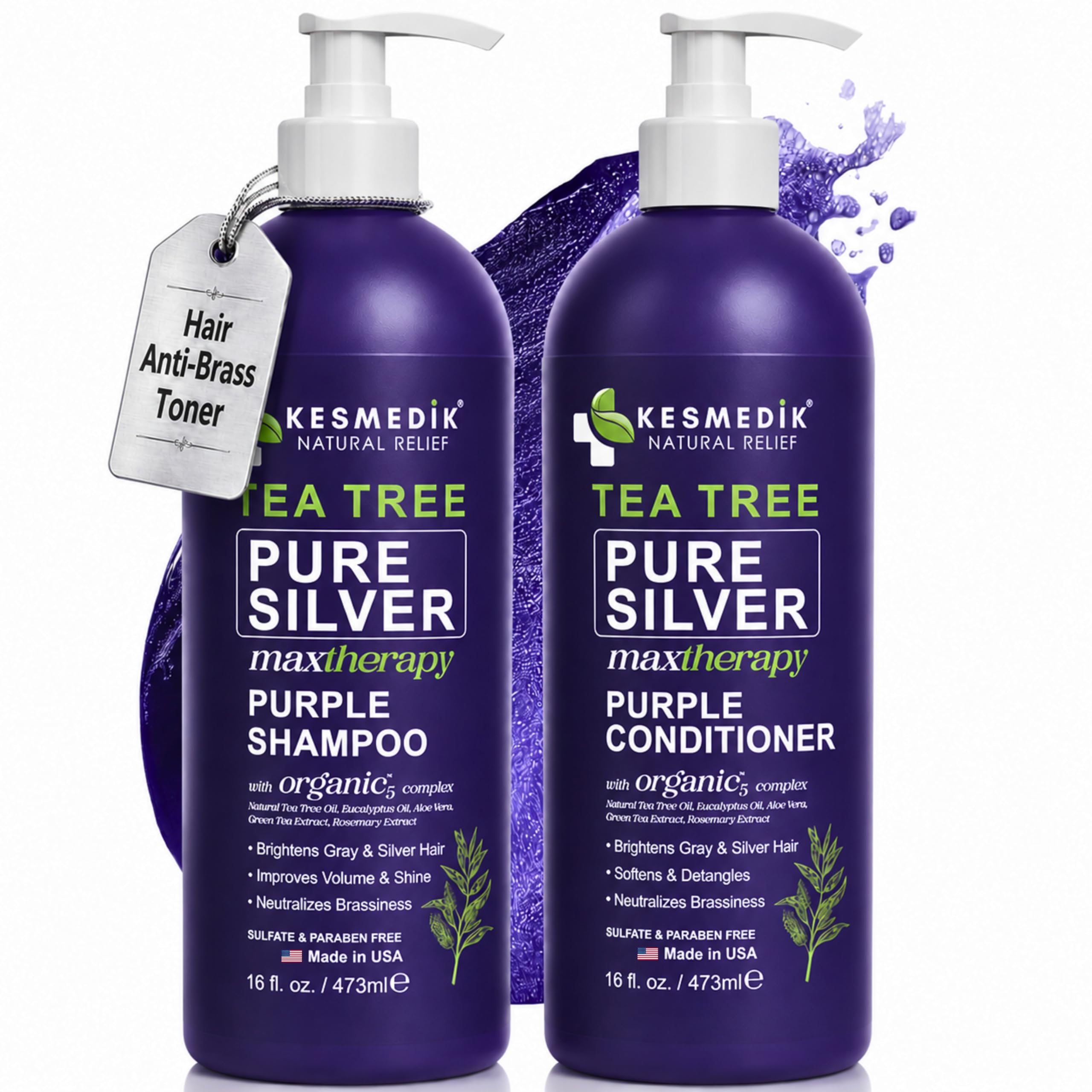 KESMEDIK envase frontal del set mostrando tono morado y beneficios