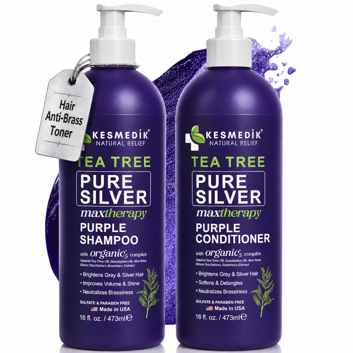 KESMEDIK envase frontal del set mostrando tono morado y beneficios