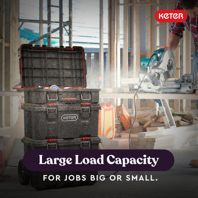 Keter unit held by hand illustrating compact size and manageable weight benefit