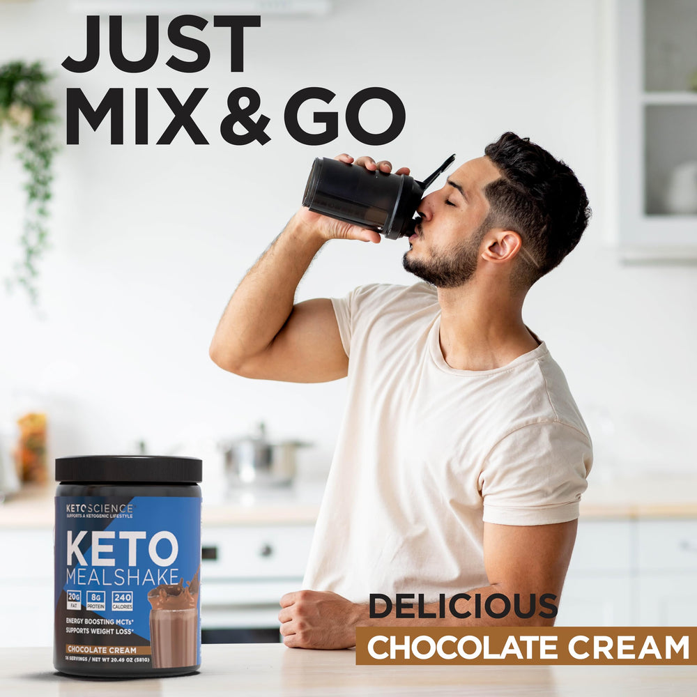 KETO SCIENCE etiqueta con lista de ingredientes, vitaminas y MCT visible para consulta