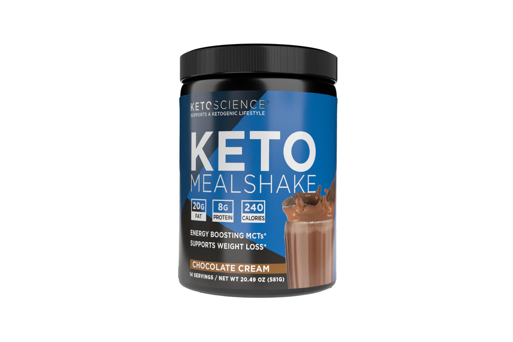 KETO SCIENCE frente del envase mostrando el diseño y el sabor chocolate util para identificación rápida