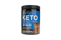 KETO SCIENCE frente del envase mostrando el diseño y el sabor chocolate util para identificación rápida