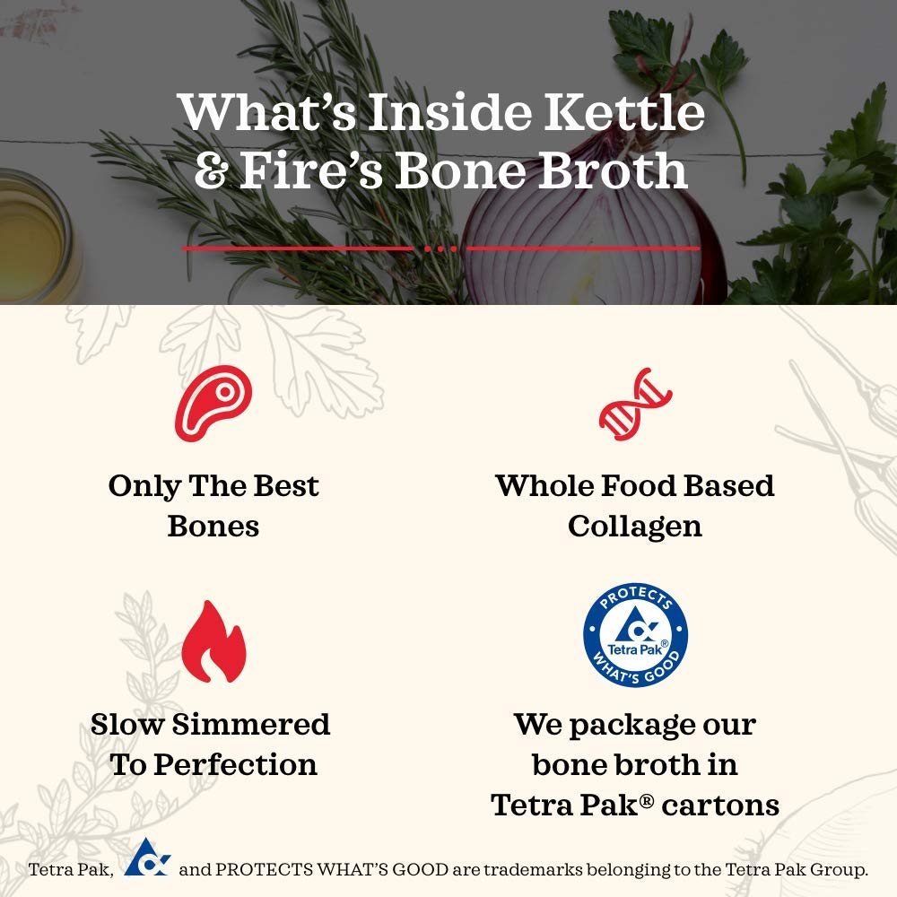 Kettle & Fire ingredients spread with bones and organic vegetables displayed