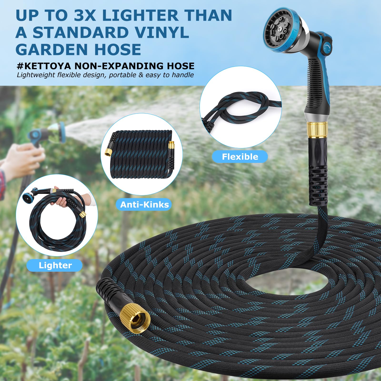 KETTOYA 10-pattern nozzle detail demonstrating ergonomic thumb control