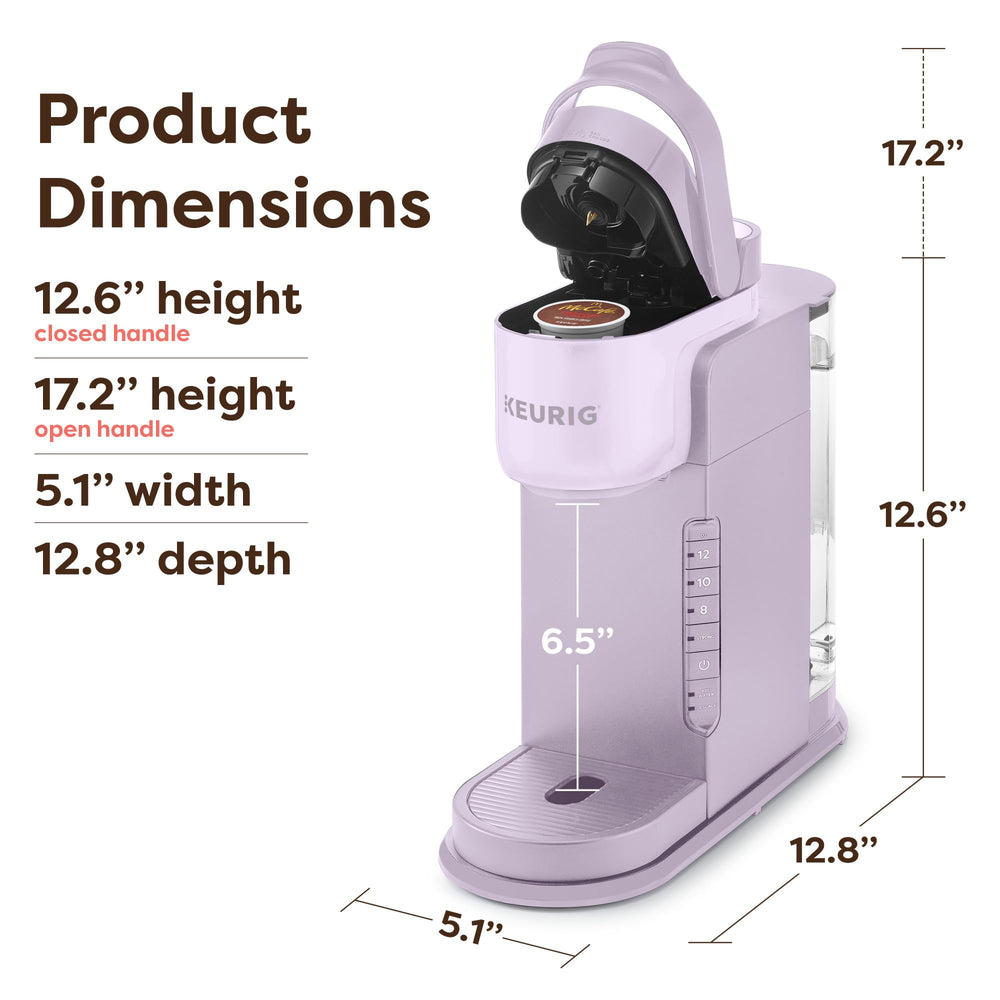Keurig K-Express next to a ruler showing dimensions for accurate size and counter fit