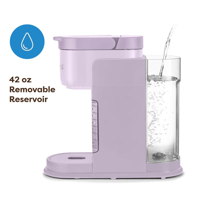 Keurig K-Express brewing into a travel mug demonstrating travel-mug friendly drip tray benefit