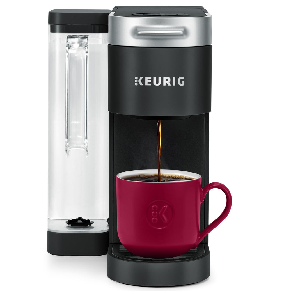 Keurig K-Supreme front view showing sleek black design and compact footprint for counters