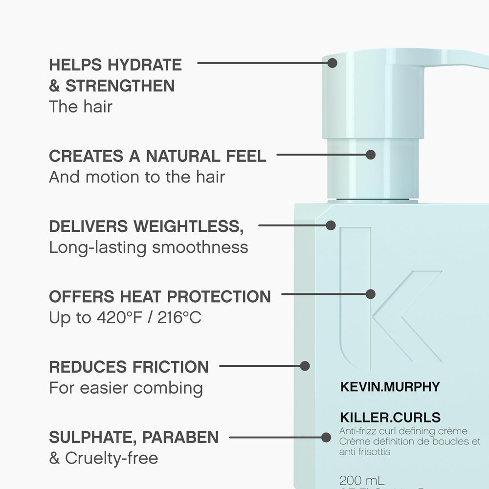 KEVIN.MURPHY crema KILLER.CURLS en mano, beneficio fácil aplicación