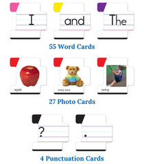 Key Education primer plano de tarjetas de palabra con código de color útil
