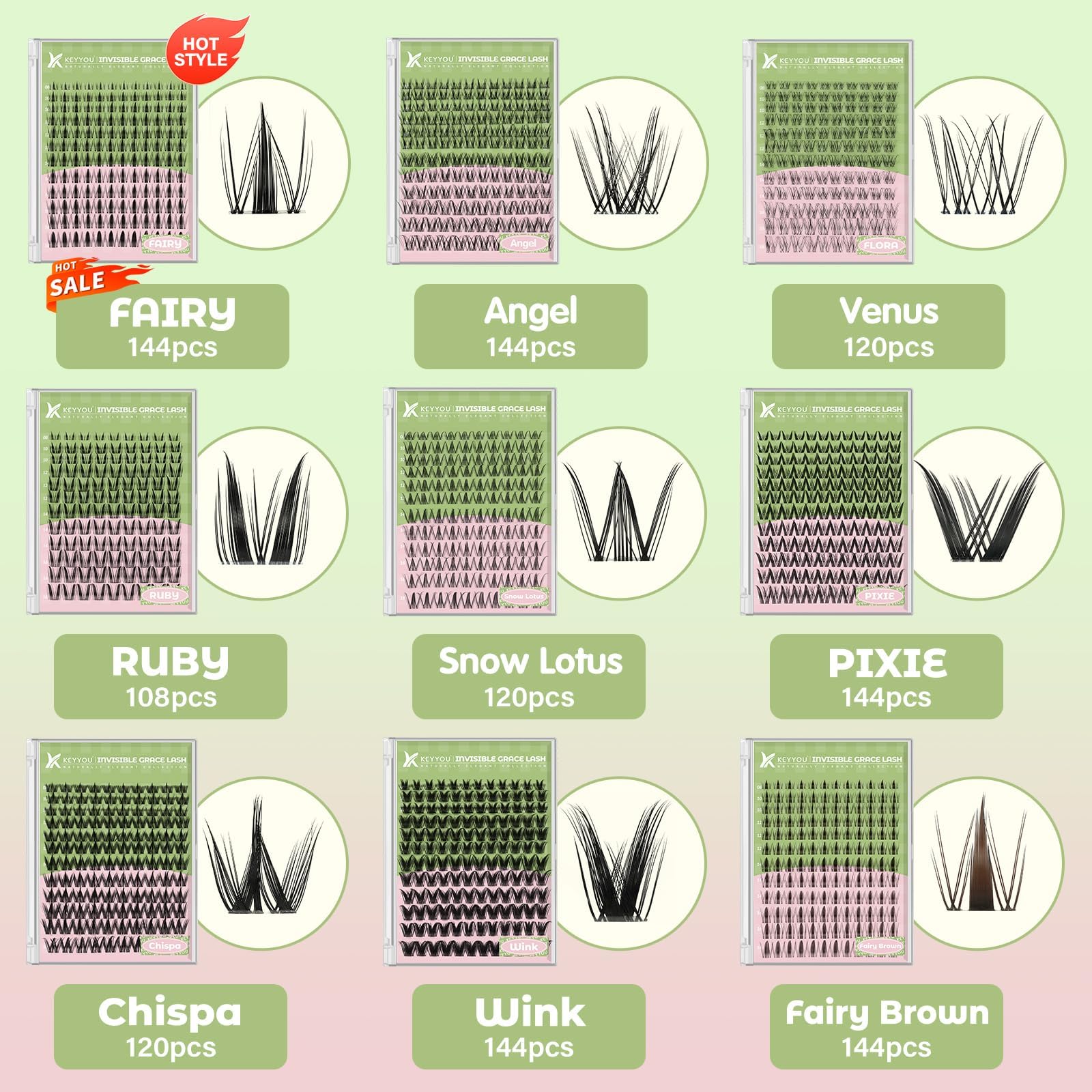 KEYYOU primer plano de banda invisible que se funde con pestañas naturales