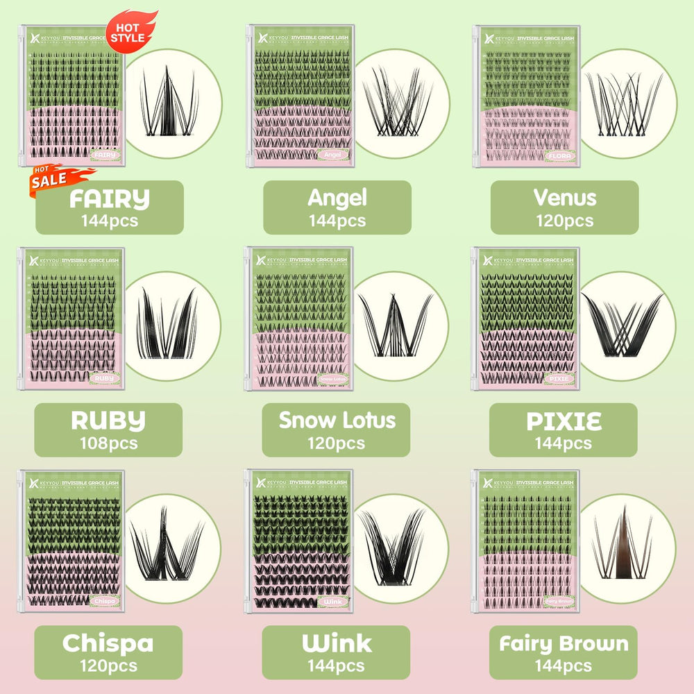 KEYYOU primer plano de banda invisible que se funde con pestañas naturales