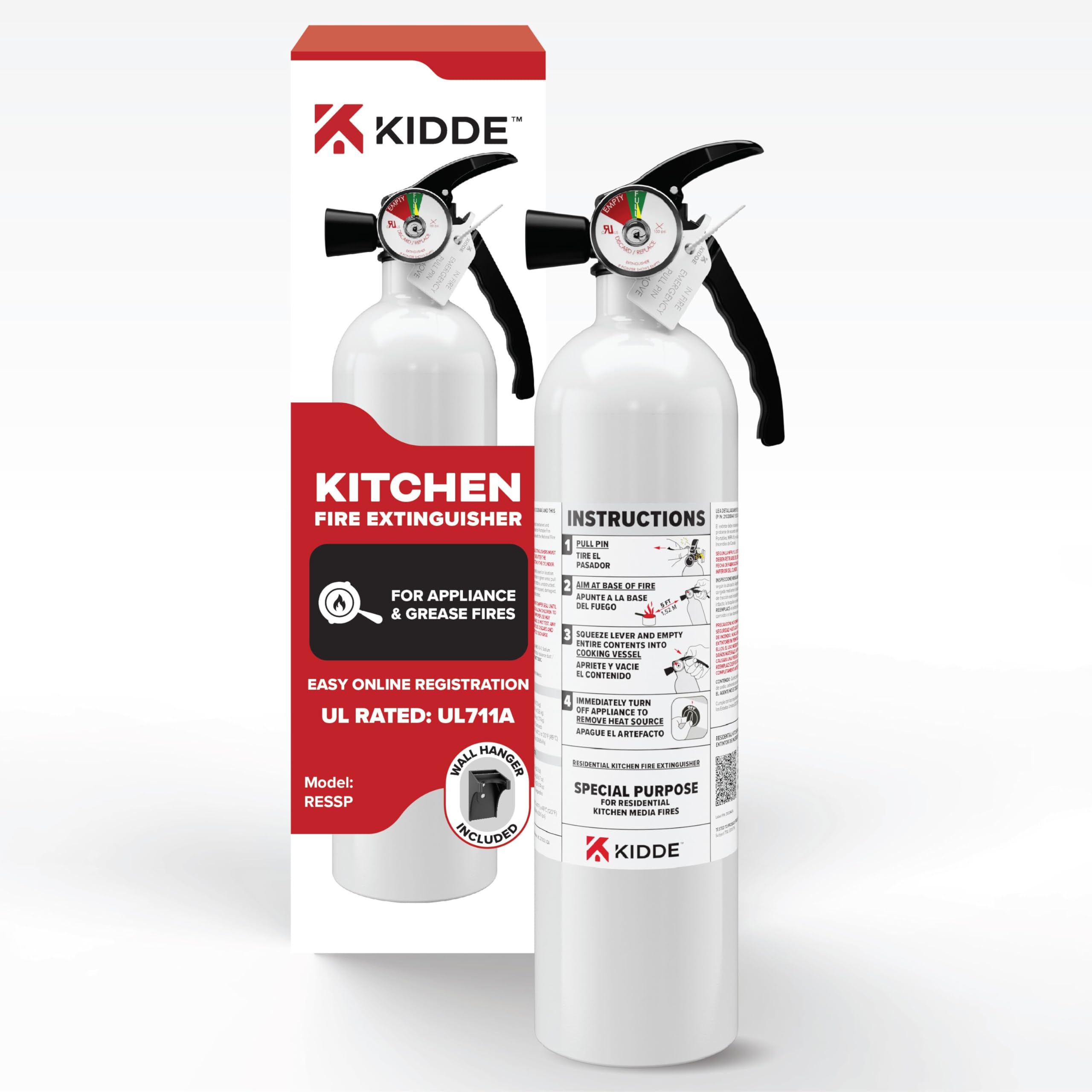 Kidde 711A frente del extintor mostrando diseño y etiqueta