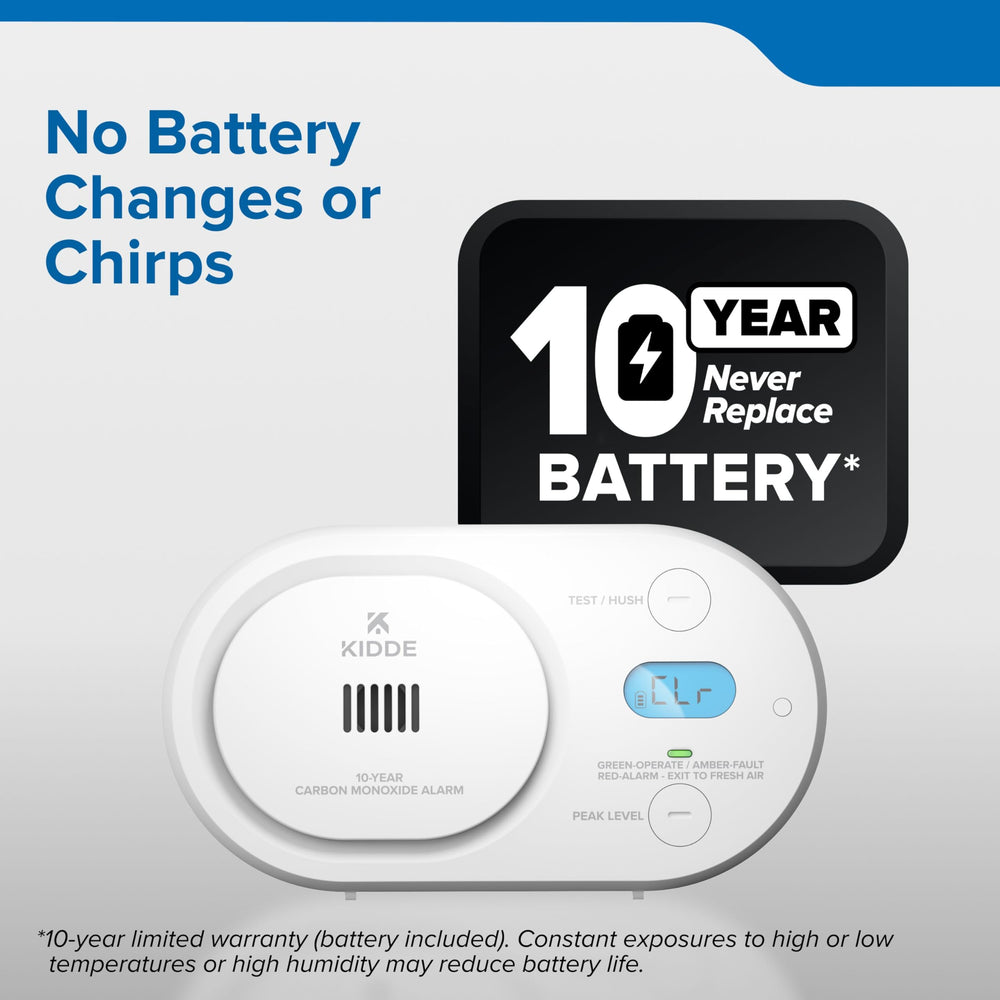 Kidde COBD10 detalle del botón Test/Hush para comprobaciones y silencio