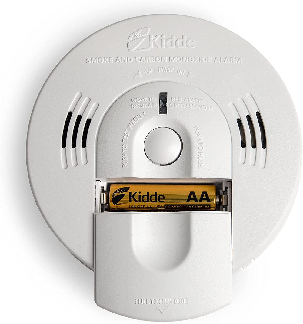 Kidde front view combination alarm showing compact unit and rapid hazard detection benefit