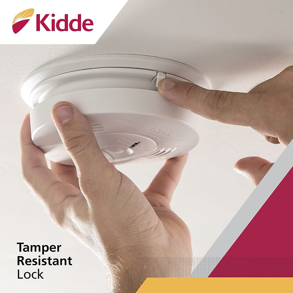 Kidde retail packaging with warranty card highlighting certification and long-term coverage