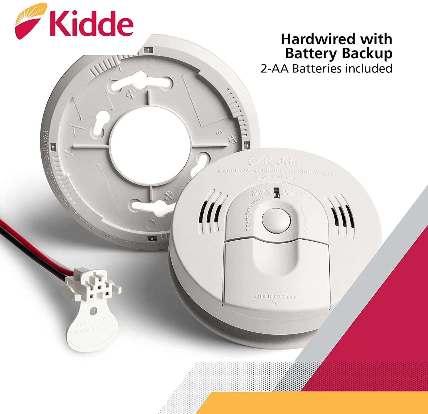 Kidde held in hand for scale showing compact size and easy retrofit advantage