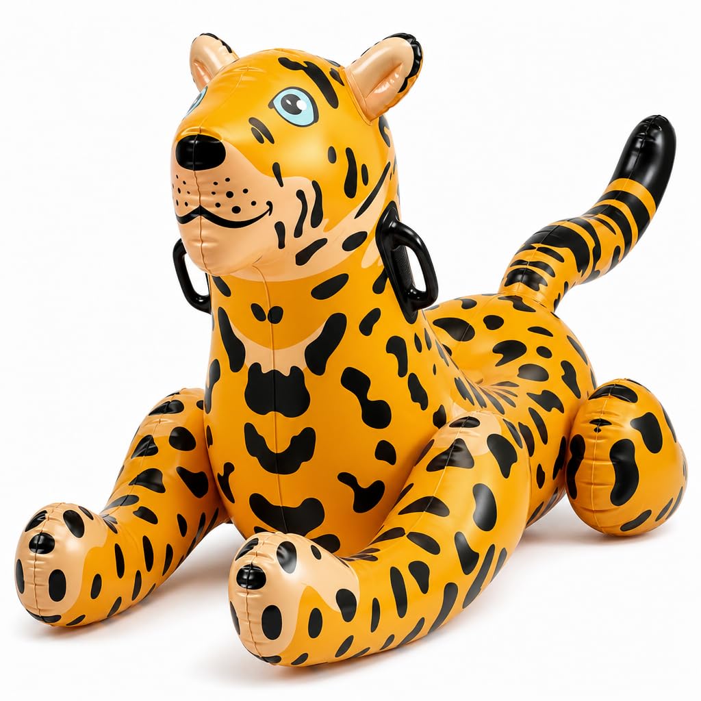 KiddieLoot flotador leopardo frontal mostrando forma y colores llamativos