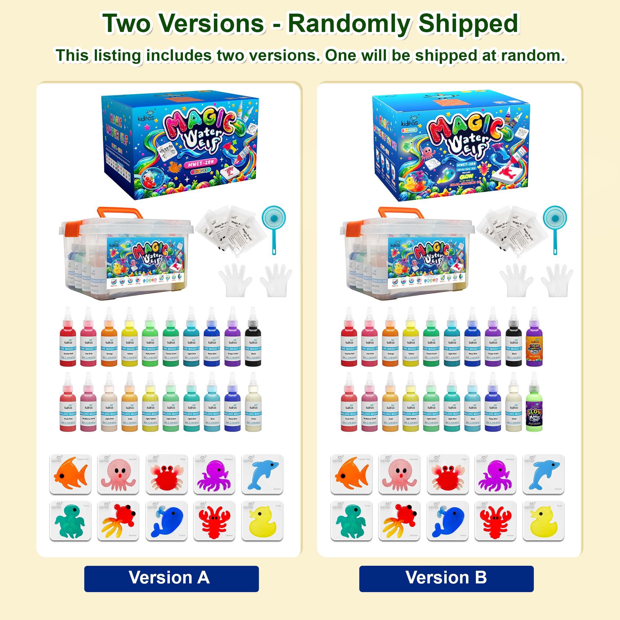 Kiditos color-changing Elf transitioning color in warm and cool water